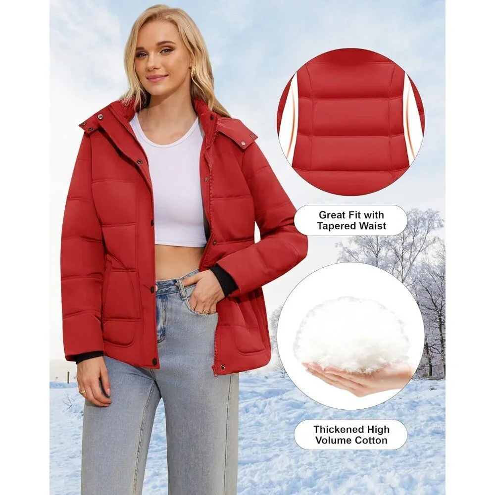 Women's Winter Coats Lightweight Warm Thicken Puffer Jacket Waterproof Quilted W